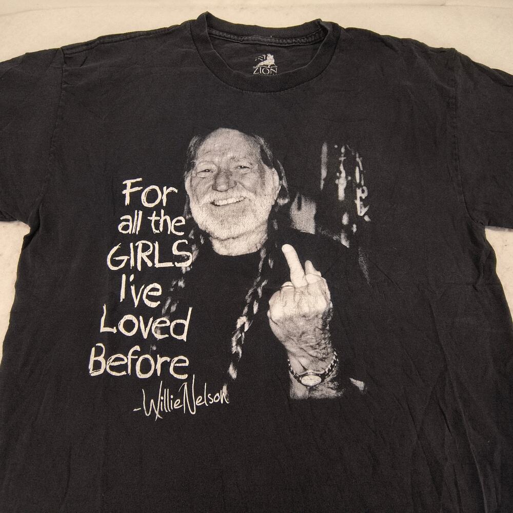 Willie Nelson Band Crew Neck Short Sleeve T Shirt Mens Size Large L Black